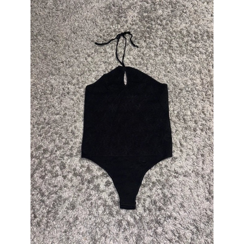 Black Bodysuit Ladies Large Tie Neck Future Collective - New with tags Onepiece